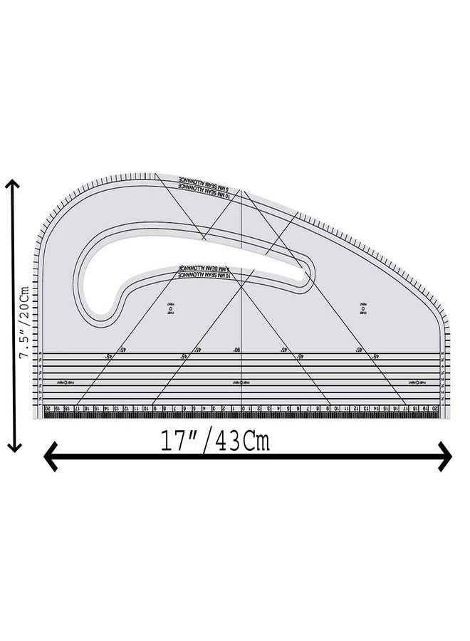 NTGS Pattern Master Fashion Design Multi Purpose Tailoring Sewing Tool Scale Pattern Curve Ruler Pack of 1 Transparent - Image 2